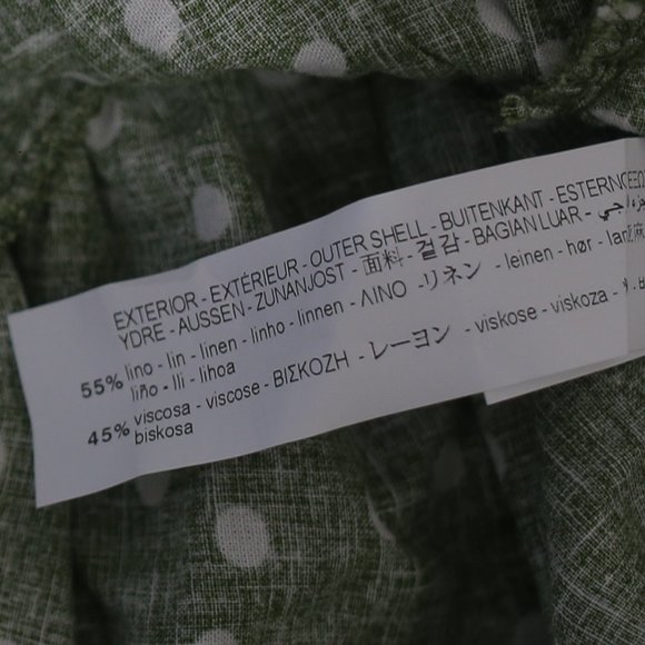 NTW Linen Blend Polka Dot Green Draped Dress. - Picture 6 of 6